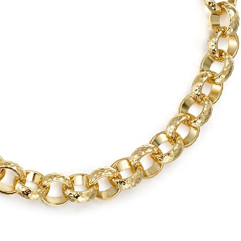 8MM GOLD DIAMOND CUT PATTERN BELCHER BRACELET - Image 3
