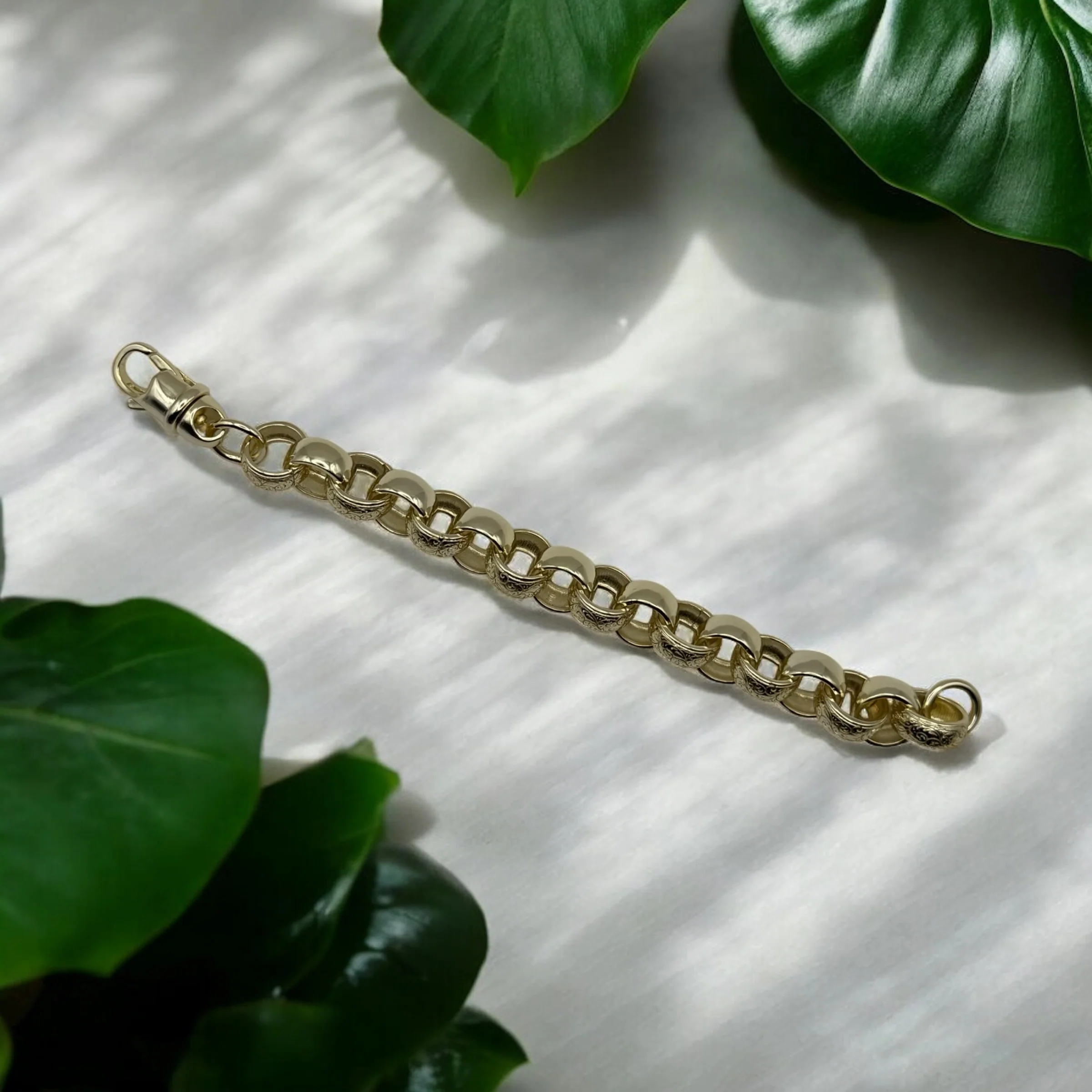 14mm Gold Filled fully welded Ornate patterned  Belcher Bracelet - Image 2