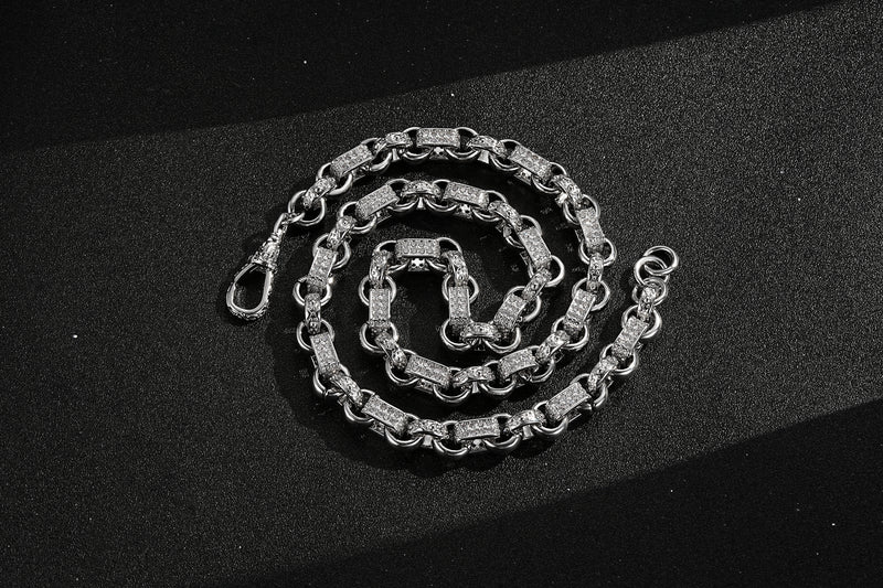 PREMIUM SILVER 10MM GYPSY LINK BELCHER CHAIN WITH ALBERT CLASP - Image 3